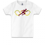 Детская футболка с бегуном и олимпийскими кольцами