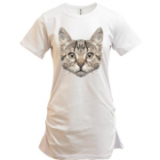 Подовжена футболка з дизайнерським котиком