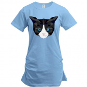 Подовжена футболка з дизайнерським котиком (2)