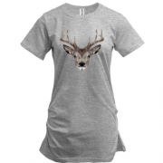 Подовжена футболка з дизайнерським оленем