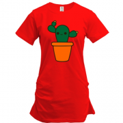 Подовжена футболка з веселим кактусом