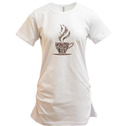 Подовжена футболка з чашкою кави "koffee time"
