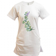 Подовжена футболка з гілочкою квітів
