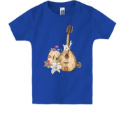 Детская футболка с мандолиной и цветами