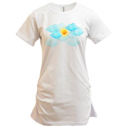 Подовжена футболка з сонечком і хмаринками