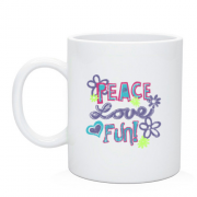 Чашка Peace, love, fun