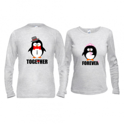 Парные лонгсливы с пингвинами "together forever"