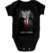 Детское боди с котом в пиджаке "Like a Boss"