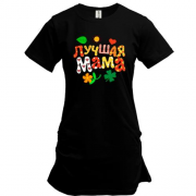Подовжена футболка з листочками "Краща мама"