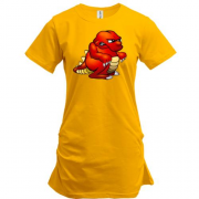 Подовжена футболка з червоним динозавром