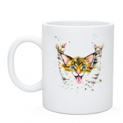 Чашка з акварельним котом
