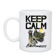 Чашка с котенком Keep calm and be princess