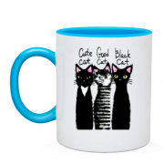 Чашка с тремя котами "cute, good, black"