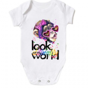 Детское боди с обезьяной "Look at the world differentty"