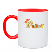Чашка з новорічної собачкою з подарунками
