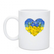 Чашка Серце із жовто-блакитних квітів