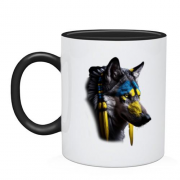 Чашка Вовк із жовто-синім намистом