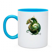 Чашка Зеленый дракон на елочной игрушке