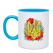 Чашка с гербом Украины (маки и калина)