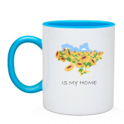 Чашка с контуром Украины в подсолнухах "is my home"