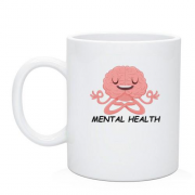 Чашка з мозком і написом "Mental Health"