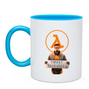Чашка с надписью " I want Half-Life 3"