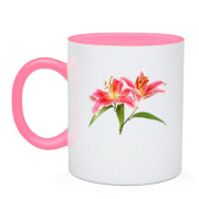 Чашка з рожевими ліліями