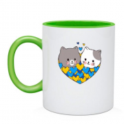 Чашка с влюблёнными котиками (жовто-блакитн)