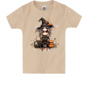Детская футболка Halloween-Ведьма с котиком (2)