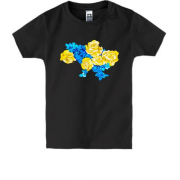 Детская футболка Карта Украины из акварельных цветов