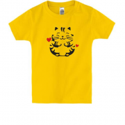 Детская футболка Кот с сердечками (Вышивка)