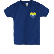 Дитяча футболка Тризуб на жовто-синьому серці (Вишивка)