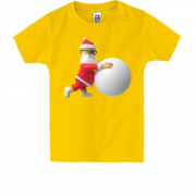 Детская футболка "3D Санта катает снежный шар"