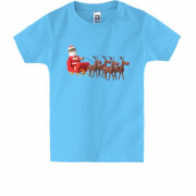 Детская футболка "3D Санта с оленями"