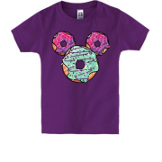 Дитяча футболка "Донатси у вигляді обличчя Мікі Мауса"