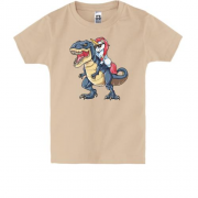 Детская футболка "Единорог верхом на T-рексе"