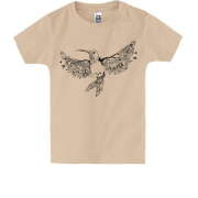 Детская футболка "Калибри с крыльями из цветов"