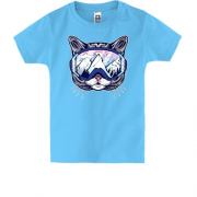 Дитяча футболка "Кіт у лижній масці"