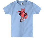 Детская футболка "Красный волк с кофе" поп-арт