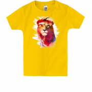 Детская футболка "Лев акварель"