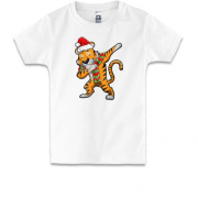 Детская футболка "Рождественский тигр депает"