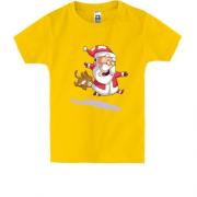 Детская футболка "Собачка кусает Санту"