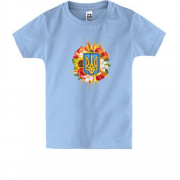 Детская футболка "Тризубы и цветы"
