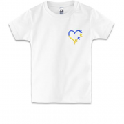 Дитяча футболка жовто-синє серце з голубами Міні (Вишивка)
