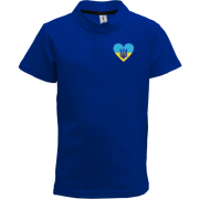 Детская футболка поло Тризуб на желто-синем сердце (Вышивка)