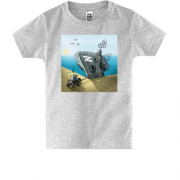 Детская футболка русский военный корабль и трактор