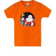 Детская футболка с Санта Клаусом и колокольчиком