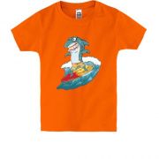 Детская футболка с акулой на сёрфе