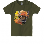 Детская футболка с бизоном "осень"