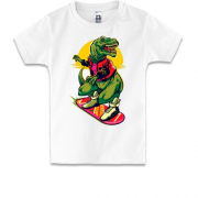 Детская футболка с динозавром на ховер-борде